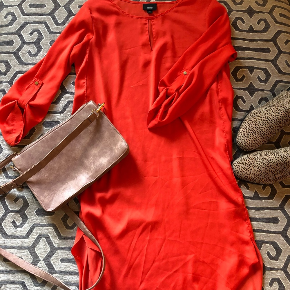 Orange shift dress